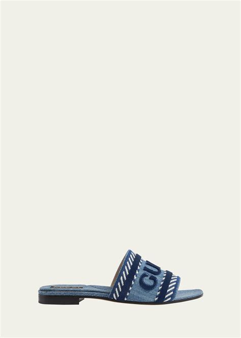 gucci jane logo denim slide sandals|Gucci Sandals for Women .